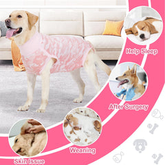 Coppthinktu dog-onesie-recovery-outer-layer-cuttable demonstrates adjustable fit for comfort.