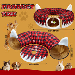 CORALMEE buffalo plaid cat cave donut offers cozy hiding and napping.