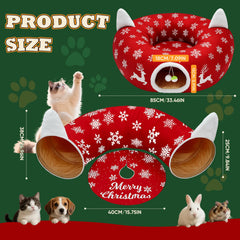 CORALMEE elk-snowflake-cat-cave-donut-tunnel provides a cozy hide-and-sleep space.