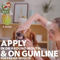 CORE Pet Complete Oral Care application area shows gel on gums and teeth.