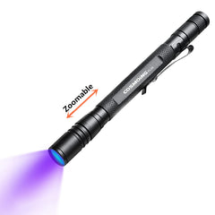 COSMOING UV flashlight front view helps detect hidden pet stains on carpets.