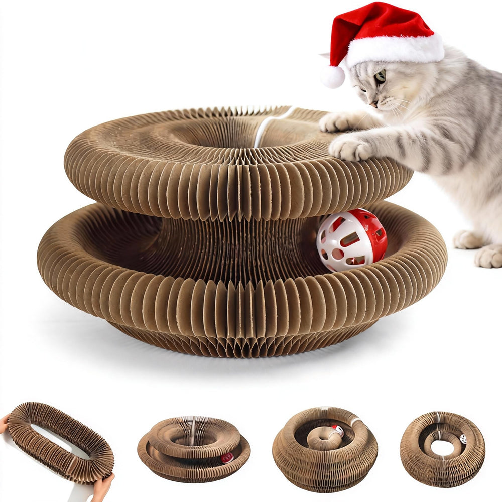 COSOWO Kitty Kurlz folded flat view shows portable play for indoor cats.