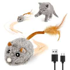COSOWO USB rechargeable electric mouse toy with squeak for engaging indoor cats in active play