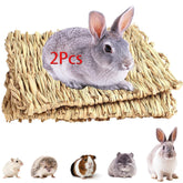 COTELEEC rabbit grass mat natural 11x7.9in—handwoven, breathable chew surface for rabbits and hamsters