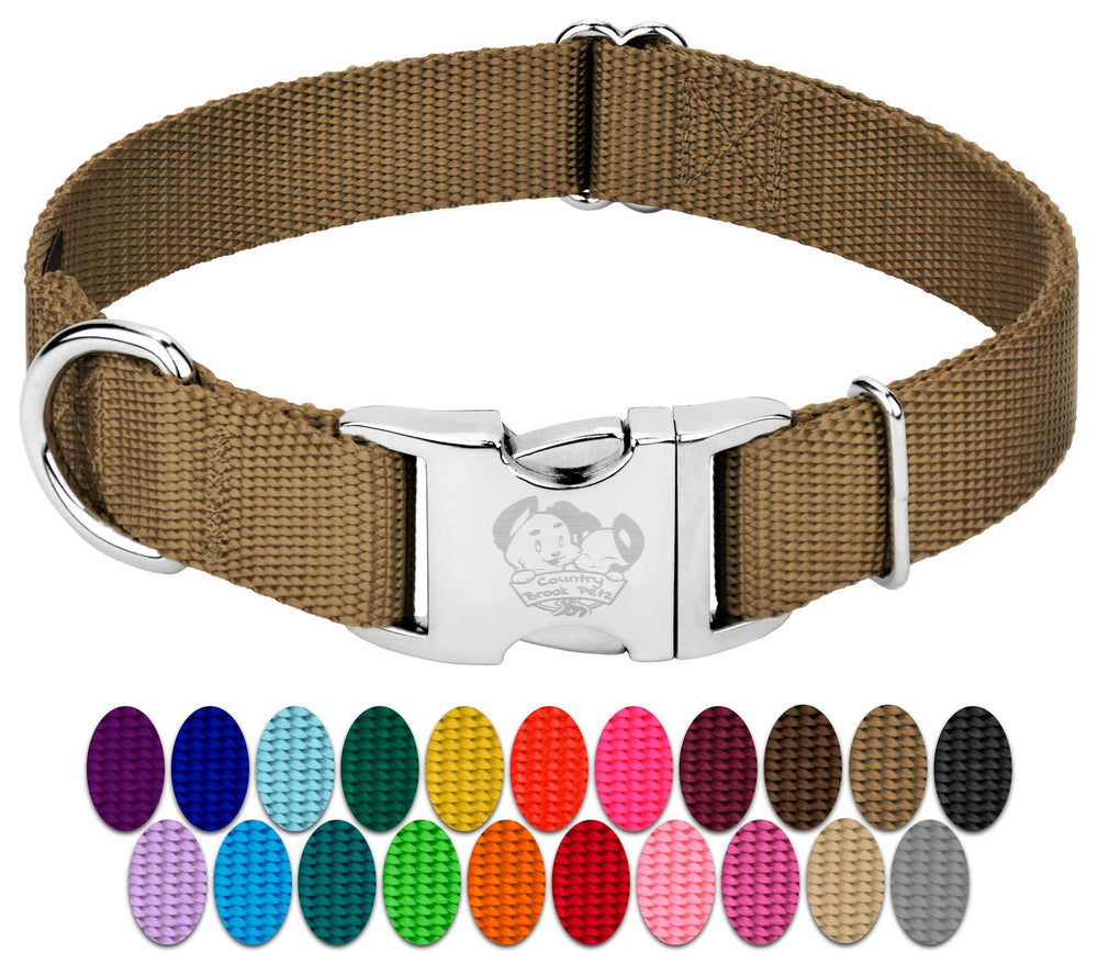 Country Brook Petz premium nylon collar closeup shows durable edges and comfortable feel