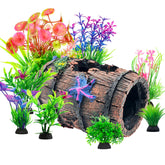 CousDUoBe broken barrel decor adds aged charm and hiding space in tank.