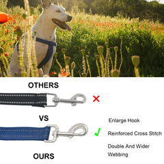 Cover Geny Nylon Short Leash 24in reflective-stitching boosts nighttime visibility.