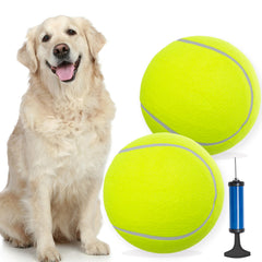 covgopi 9.5-inch large dog tennis ball in a two-pack ready for fetch.