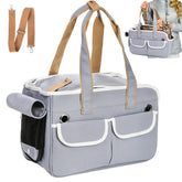 Covzoe collapsible pet carrier mesh top view for breathable travel comfort.