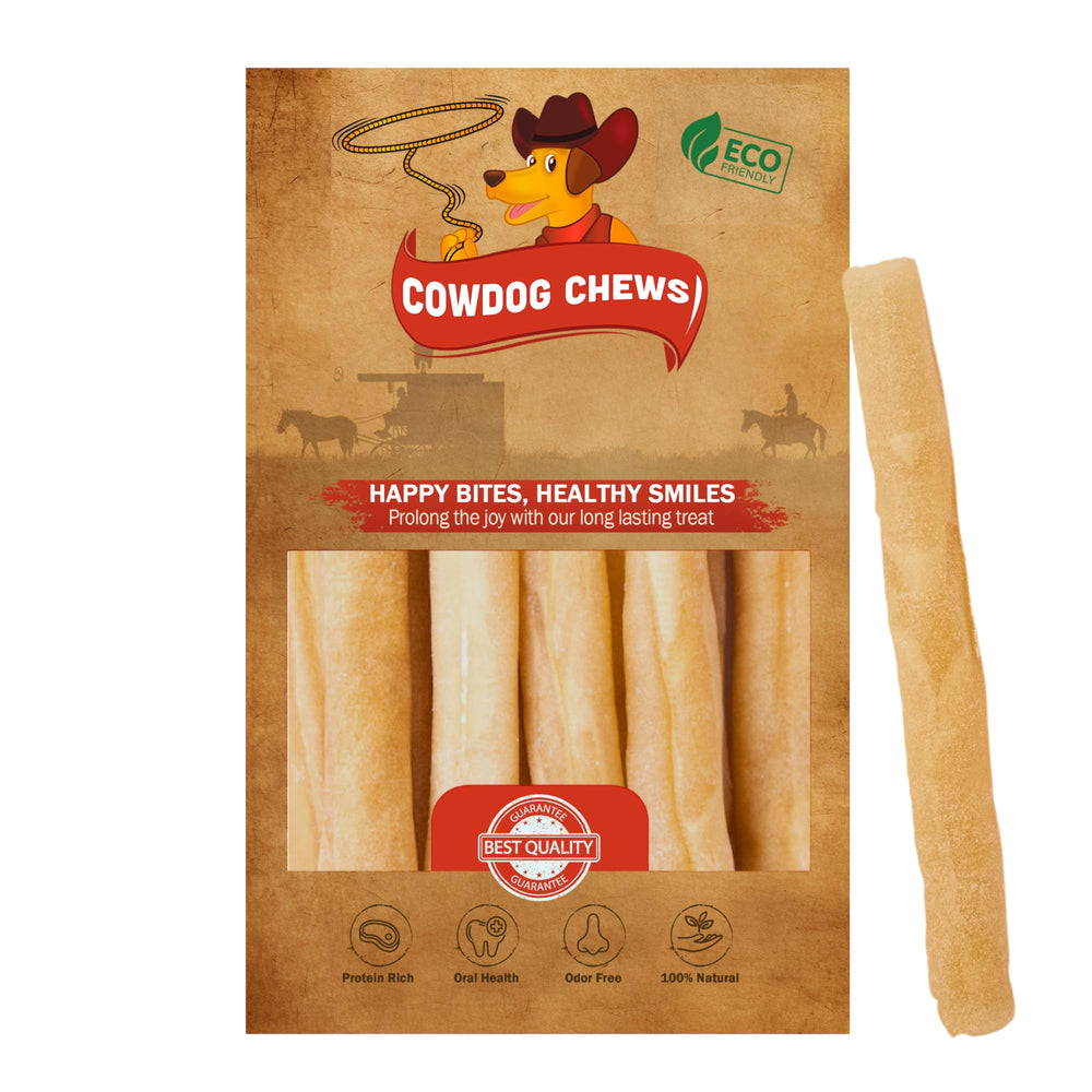 Cowdog Chews Collagen Sticks 6in Pack – odor-free packaging showing joint-friendly chew