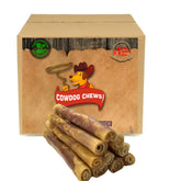 Cowdog Chews Rawhide Gourmet Meaty Rolls pack, long-lasting chew for aggressive chewers.