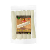 Cowdog Chews Retriever Roll 9-10 inch rawhide pack shows natural color variation for extended chews.