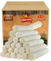 Cowdog Chews retriever roll rawhide front view; long-lasting chew for dogs.