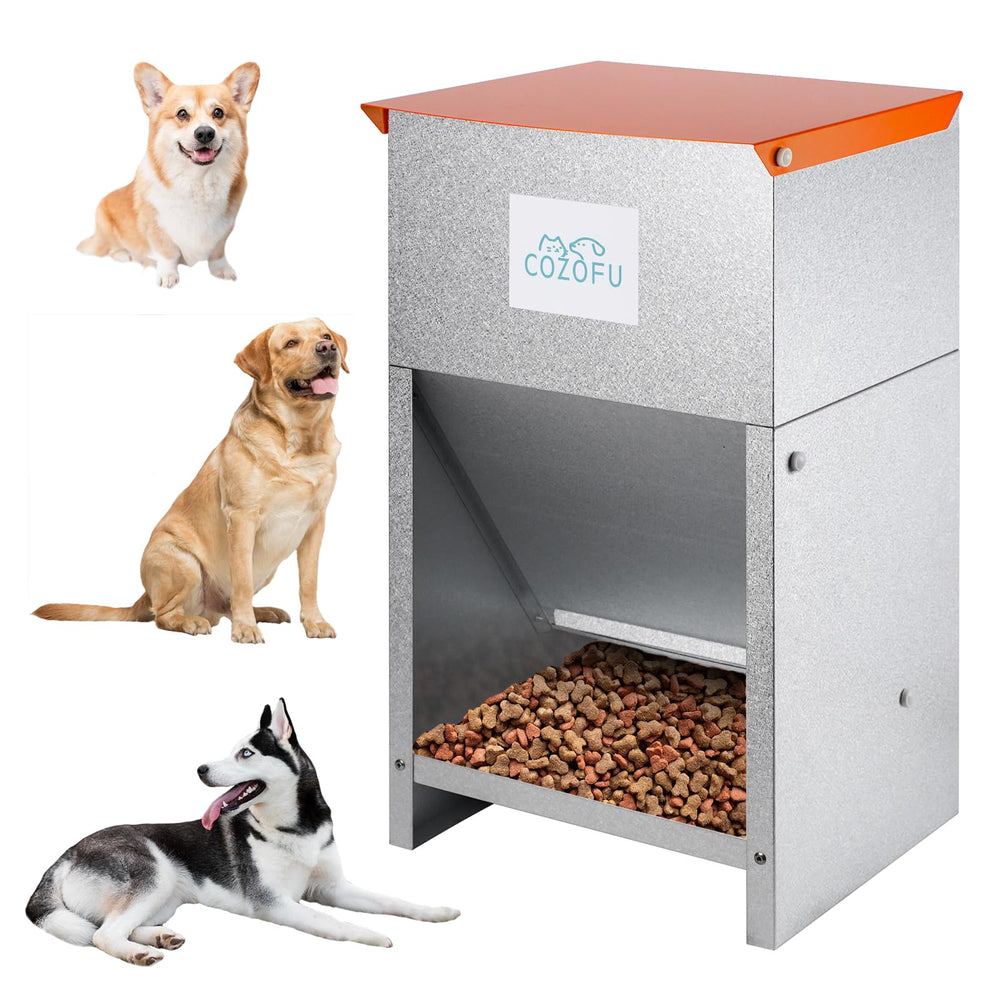 COZOFU dog feeder front view highlights 25-pound capacity for fewer refills.