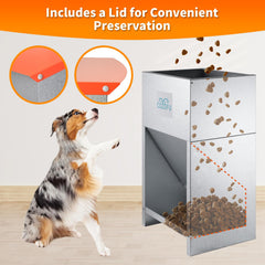 COZOFU dog feeder side profile shows galvanized steel durability for indoor or outdoor use.