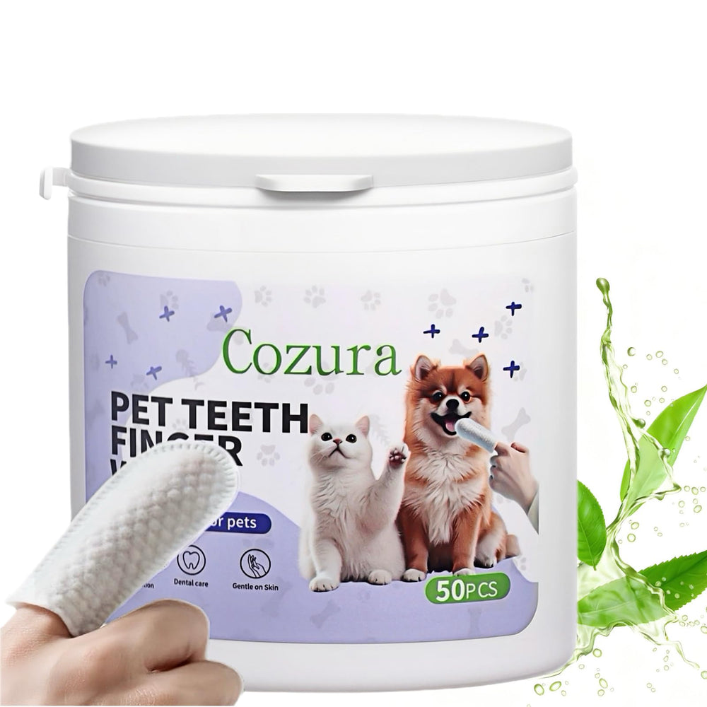 Cozura pet teeth cleaning wipes green tea pack for convenient daily dental care