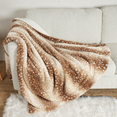 COZY KISS Christmas Deer Blanket front view showing warm festive design for sofa and pets