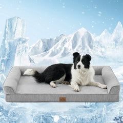 COZY KISS cooling dog bed cover keeps surfaces cool for hot days.
