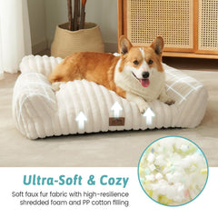 COZY KISS Cute Cat Couch cream closeup fur emphasizes ultra-soft warmth for lounging.