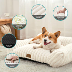 COZY KISS Cute Cat Couch cream three-sided-support highlights head and neck comfort.