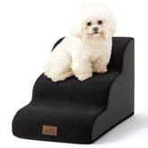 COZY KISS dog stairs curved 3-step design offers gentle access for small dogs.