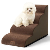 COZY KISS dog stairs curved design brown helps small dogs reach sofas safely.