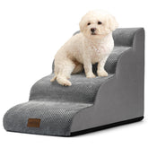 COZY KISS curved design stairs help small dogs reach sofas safely.