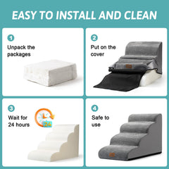 COZY KISS dog stairs leakproof-surface helps keep paws dry and furniture protected.