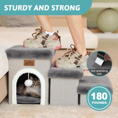 COZY KISS dog stairs MDF material close-up shows sturdy platform.