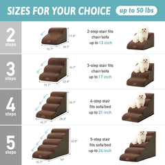 COZY KISS dog stairs soft foam steps offer gentle support for small pets.