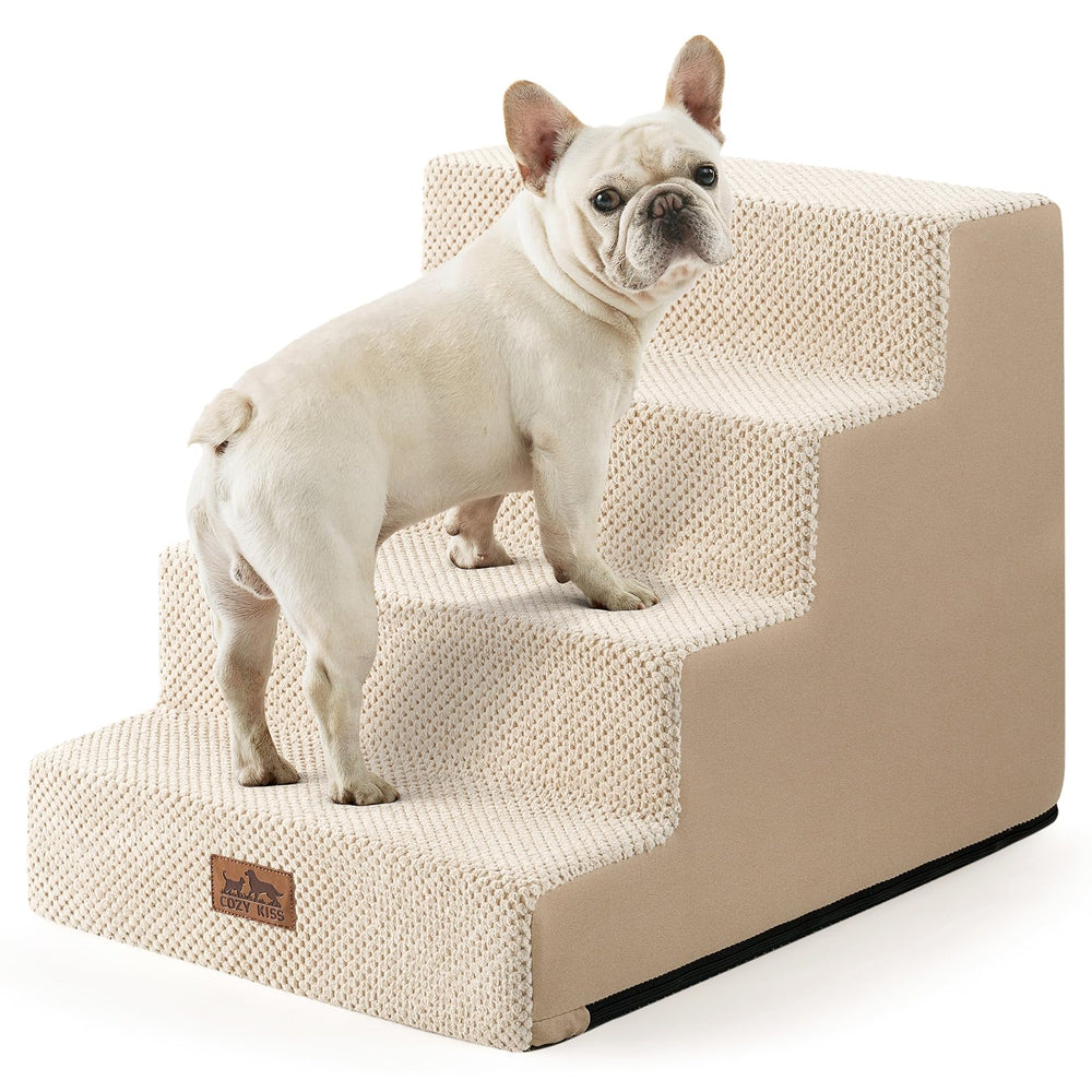 COZY KISS dog stairs side view highlights widened design for safer couch access