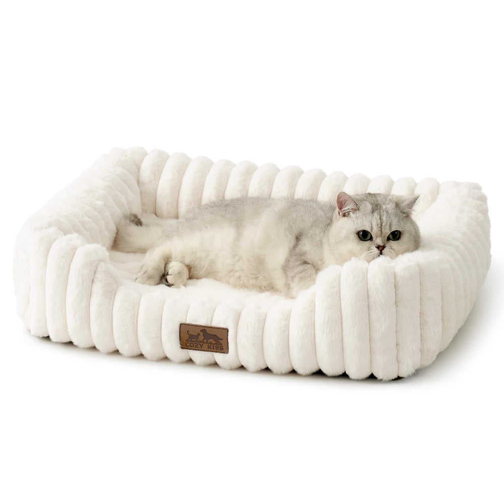 COZY KISS orthopedic bed cream top view shows plush warmth for nap time