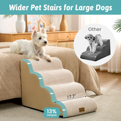 COZY KISS Wide Dog Stairs assembled setup demonstrates quick, tool-free placement