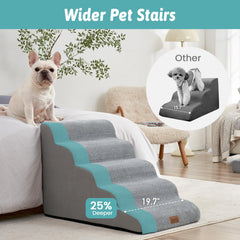 COZY KISS Wide Dog Stairs foam close-up highlights high-density foam support.