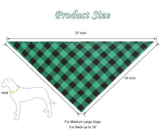CozyHaus Christmas dog bandana in green plaid for stylish wear