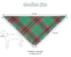CozyHaus Christmas dog bandanas 2-pack red plaid tassels, ideal for festive photos.
