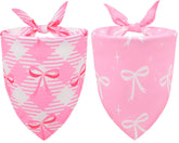 CozyHaus pink bow dog bandana folded to show gingham pattern and bowknot charm.