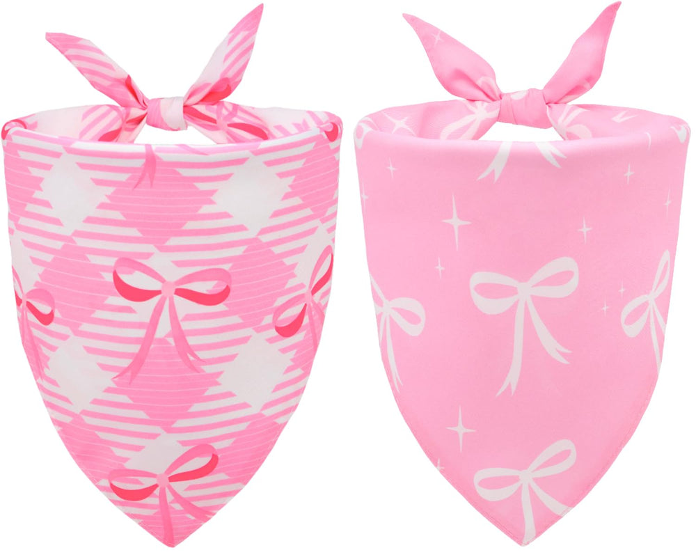 CozyHaus Pink Bow Dog Bandana folded for easy wear and chic everyday style.