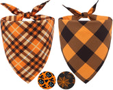 CozyHaus Thanksgiving dog bandana orange plaid — ideal for holiday photo shoots