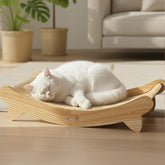 CozyLazy cat scratcher bed arc shape provides stability for lounging and scratching.
