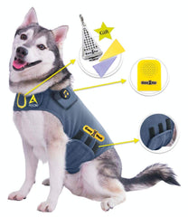 CozyVest dog anxiety vest gray front view promotes steady comfort during outings
