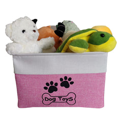 CPAKOWLGOO collapsible dog toy bin folded for easy storage after playtime.