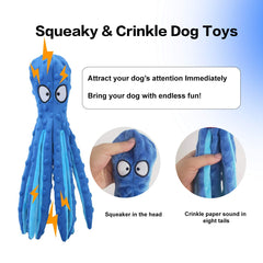 CPYOSN Octopus plush toy with squeaker and crinkle tail for engaging fetch.