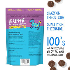 Crazy Dog Mini Train-Me beef treats close-up showing pork liver base for appetizing rewards