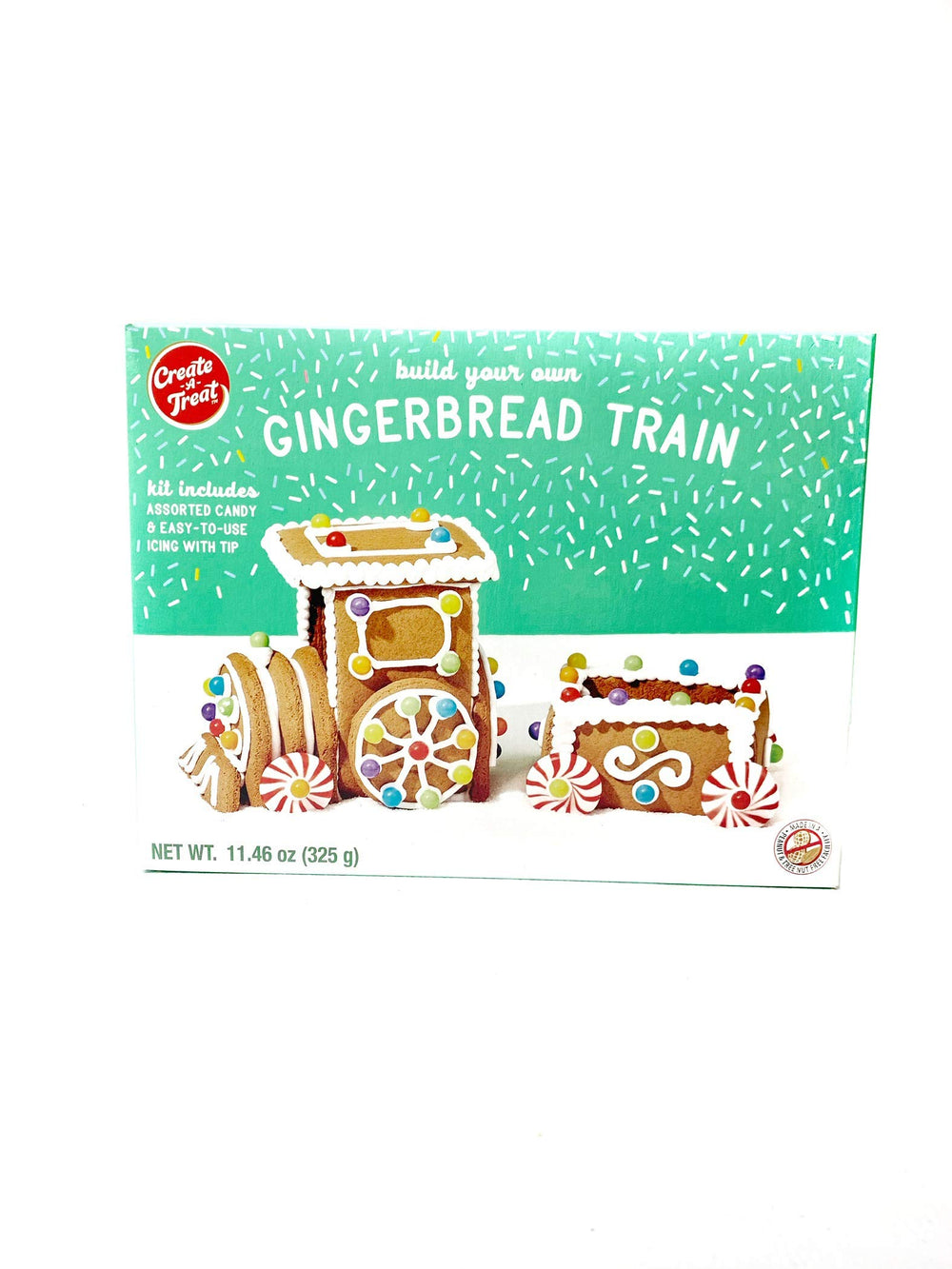 Create-A-Treat gingerbread train kit assembly for family-friendly building
