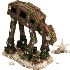 CREOMG wood house aquarium ornament adds natural texture and extra shelter for shy fish.