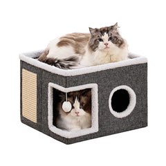 Crispedia cat bed cave interior view shows secure hideaway for peaceful naps.