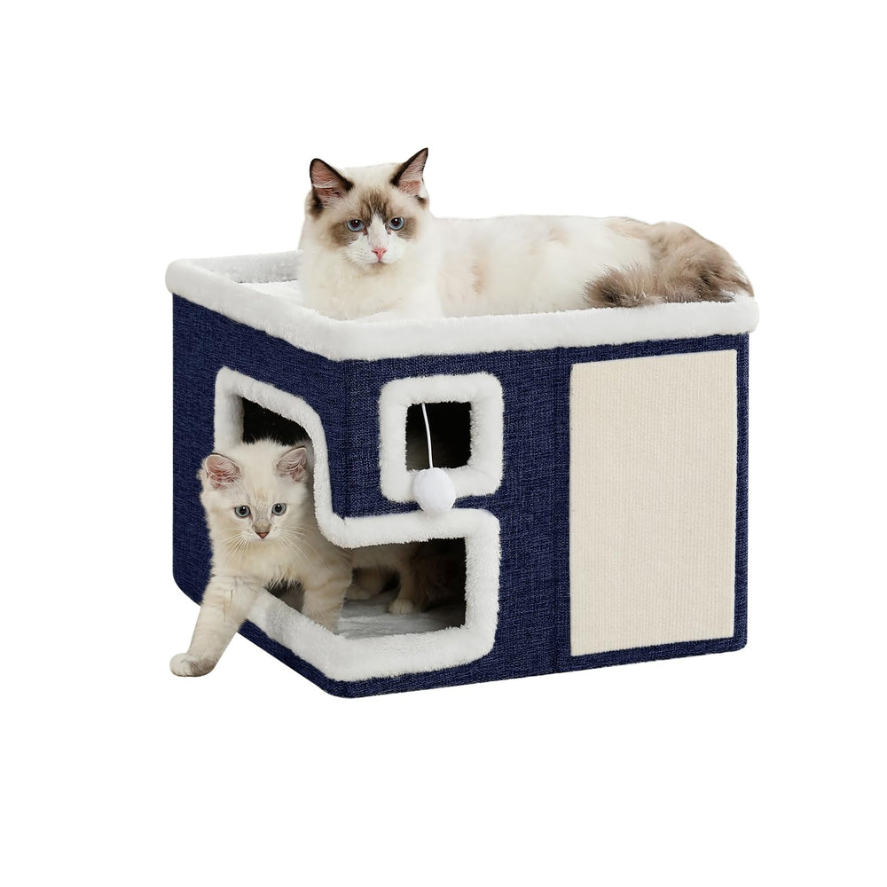 Crispedia cat houses blue cave bed offers a secure hideaway for indoor cats.