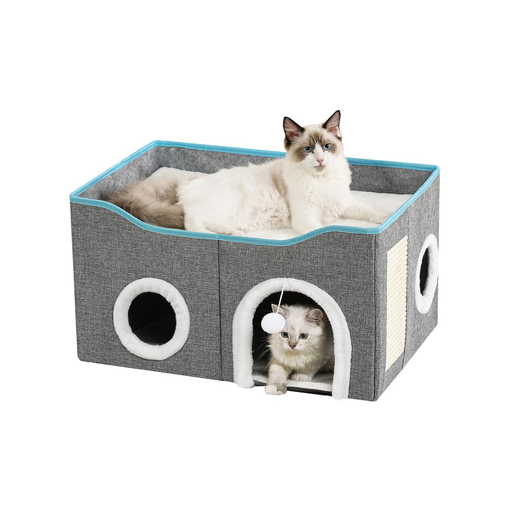 Crispedia large cat bed cave grey offers cozy security for indoor cats.