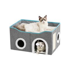 Crispedia large cat bed cave grey offers cozy security for indoor cats.